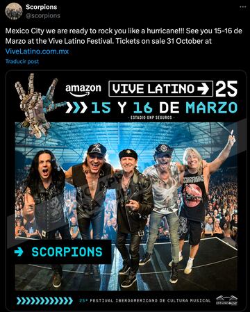 Scorpions confirmó su participación