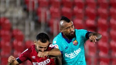 Vidal remata para hacer el 0-1 en Mallorca.