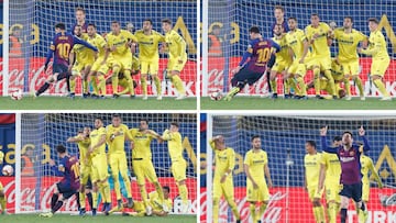 Imagen de la secuencia del libre directo de Messi que supuso el tercer gol del Barcelona en el partido contra el Villarreal.
