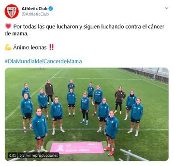 El mundo del deporte unido en el D¨ªa Mundial del C¨¢ncer de Mama