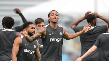 João Pedro, en el entrenamiento del Chelsea.
