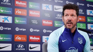 Diego Pablo Simeone, entrenador del Atlético, en rueda de prensa.