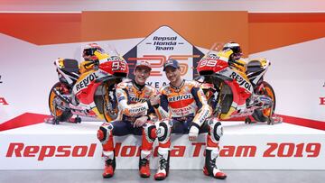 Marc Márquez y Jorge Lorenzo en la presentación de Repsol Honda.