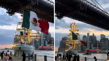 Mexican Navy tall ship crashes into Brooklyn Bridge in New York