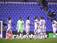 Luis Cardenas, Anthony Martial of Monterrey during the round of 16 second leg match between Cruz Azul and CF Monterrey as part of the CONCACAF Champions Cup 2026, at Cuauhtemoc Stadium, on March 17, 2026 in Puebla, Mexico.,