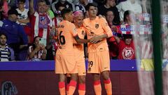 Nahuel Molina, Griezmann y Morata celebran un gol del Atlético.