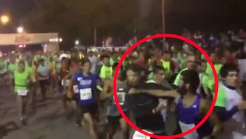 ¡Se volvió loco en plena carrera y golpeó en la cara a atleta!