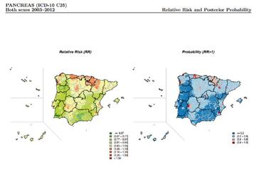 El mapa del cáncer de España y Portugal tiene sorprendentes patrones en los dos países.