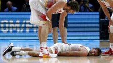 Rudy Fernández, tras el choque