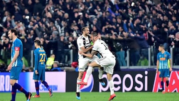 Bonucci y Chiellini celebran un gol ante el Atlético de Madrid.