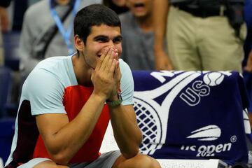 Partido de semifinales del US Open de tenis entre Carlos Alcaraz y Frances Tiafoe.
