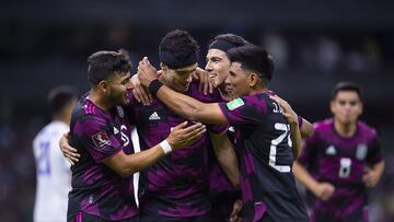 Raul Jimenez celebrates his goal 2-0 of Mexico during the game Mexico (Mexican National Team) vs El Salvador, corresponding to CONCACAF World Cup Qualifiers road to the FIFA World Cup Qatar 2022, at Azteca Stadium, on March 30, 2021.
<br><br>
Raul Jimenez celebra su gol 2-0 de Mexico durante el partido Mexico (Seleccion Mexicana) vs El Salvador, correspondiente a la Clasificacion Mundial de la CONCACAF camino a la Copa Mundial de la FIFA Qatar 2022, en el Estadio Azteca, el 30 de Marzo de 2021.