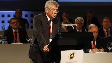 Ángel María Villar, durante la Asamblea General de la Federación Española de Fútbol.