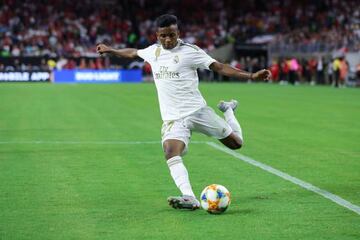 Rodrygo of Real Madrid in action against Bayern Munich.