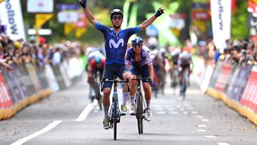 Gonzalo Serrano celebra la victoria en el GP de Valonia