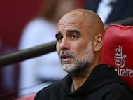 Soccer Football - FA Cup - Semi Final - Manchester City v Southampton - Wembley Stadium, London, Britain - April 25, 2026 Manchester City manager Pep Guardiola before the start of the match REUTERS/Dylan Martinez