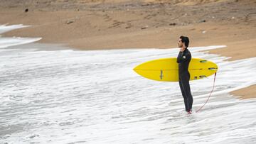 May 10, 2020; Barcelona - First weekend that beach have been opened for surfing and swimming in Barcelona. Many surfers have been surfing during the morning and the evening under the supervisation of the police to not cross some not permited areas.