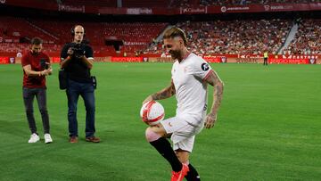 Sergio Ramos, durante su presentación.