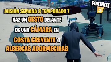 &iquest;D&oacute;nde est&aacute;n las c&aacute;maras en Costa Creyente y Albercas Adormecidas para hacer un gesto delante de ellas en Fortnite?