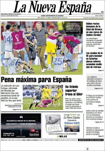 La eliminación de España protagonista en las portadas