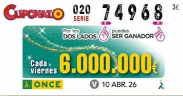 Cuponazo de la ONCE: comprobar los resultados del sorteo hoy, viernes 10 de abril