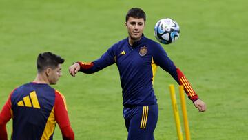 Rodri durante un entrenamiento con la Selección.