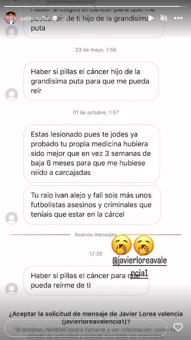 Pablo Maffeo denuncia mensajes amenazantes en redes sociales: “Sois unos asesinos”