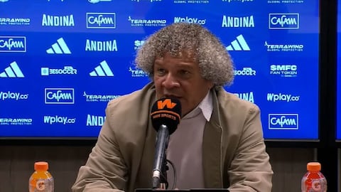 Alberto Gamero, DT de Millonarios, en rueda de prensa.