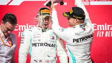 podium HAMILTON Lewis (gbr), Mercedes AMG F1 GP W10 Hybrid EQ Power+, BOTTAS Valtteri (fin), Mercedes AMG F1 GP W10 Hybrid EQ Power+, portrait during the 2019 Formula One World Championship, United States of America Grand Prix from november 1 to 3 in Austin, Texas, USA - Photo Antonin Vincent / DPPI
03/11/2019 ONLY FOR USE IN SPAIN