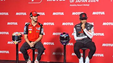Bagnaia y Martín en la rueda de prensa oficial del GP de Japón.