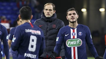 Coach of PSG Thomas Tuchel among his players following the French cup, semi final football match between Olympique Lyonnais and Paris Saint-Germain on March 4, 2020 at Groupama stadium in Decines-Charpieu near Lyon, France - Photo Juan Soliz / DPPI
 
 
 0