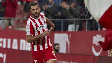 Stuani, del Girona, celebra uno de sus tantos contra el Lugo.