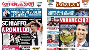 Portadas de los diarios Corriere dello Sport y Tuttosport del d&iacute;a 21 de noviembre de 2018.