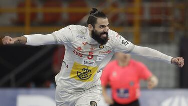 Cairo (Egypt), 27/01/2021.- Spain's Jorge Maqueda Peno reacts during the quarter final match between Spain and Norway at the 27th Men's Handball World Championship in Cairo, Egypt, 27 January 2021. (Balonmano, Egipto, Noruega, España) EFE/EPA/Petr David J
