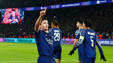 Joao Neves celebra un gol con el PSG.