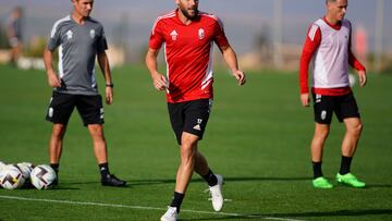 Quini durante un entrenamiento.