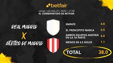 Real Madrid CF vs. Club Atlético de Madrid: Combipartido de Betfair a cuota 38.0