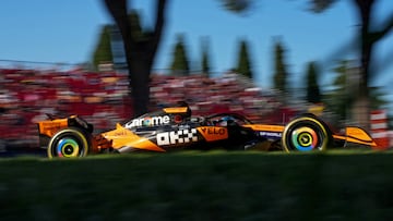 Imola (Italy), 16/05/2025.- McLaren driver Oscar Piastri of Australia
participates during the second free practice session for the Formula 1 Grand Prix of the Emilia-Romagna at the Autodromo Enzo e Dino Ferrari racetrack in Imola, Italy, 16 May 2025. The 2025 Formula 1 Grand Prix of the Emilia-Romagna is held on 18 May 2025. (Fórmula Uno, Italia) EFE/EPA/DANILO DI GIOVANNI