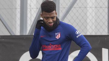 Lemar, en un entrenamiento del Atlético