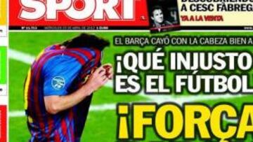 <b>ÁNIMOS EN CATALUÑA. </b>'Sport' y 'Mundo Deportivo' destacaron la injusticia de la eliminación.