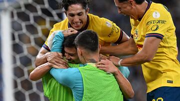 Richard Sanchez celebrates his goal 0-1 of America during the final second-leg match between Monterrey and America as part of the Torneo Apertura 2024 Liga MX at BBVA Bancomer Stadium, on December 15, 2024 in Monterrey, Nuevo Leon, Mexico.