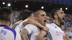 El Zaragoza celebra su pase al Playoff de ascenso.