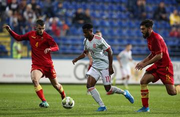 Ansu Fati salió al campo en el minuto 79 contra Montenegro, sustituyendo a Cucurella, y ese estreno le permite convertirse en el segundo futbolista más joven en la historia en debutar con España Sub-21.