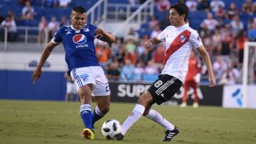 Millonarios fue goleado por River Plate en el FAU Stadium de Boca Ratón, Florida. Rafael Santos Borré marcó el cuarto gol del equipo de Gallardo