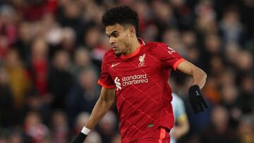 Luis D&iacute;az en un partido del Liverpool en la Premier League