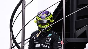 The Englishman is down three places for impeding Perez and will start 14th. Albon is disqualified for irregularities with the new flat bottom of his car.