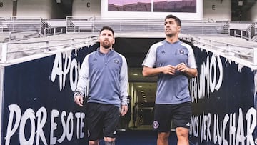 Messi y Suárez en el Estadio BBVA.