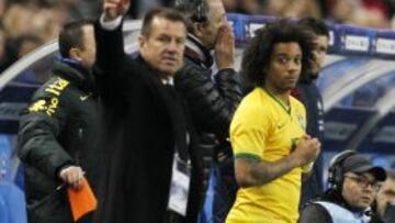 Marcelo y Dunga, en un partido de Brasil.