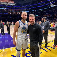Curry y LeBron se rinden ante Beckham, el ‘Galáctico’ estuvo presente en la victoria de los Warriors