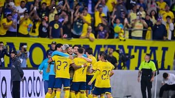 Brian Rodriguez celebrates his goal 0-1 of America during the match between Los Angeles FC and America as part of Play-In prior to 2025 FIFA Club World Cup, at BMO Stadium on May 31, 2025 in Los Angeles, California, United States.